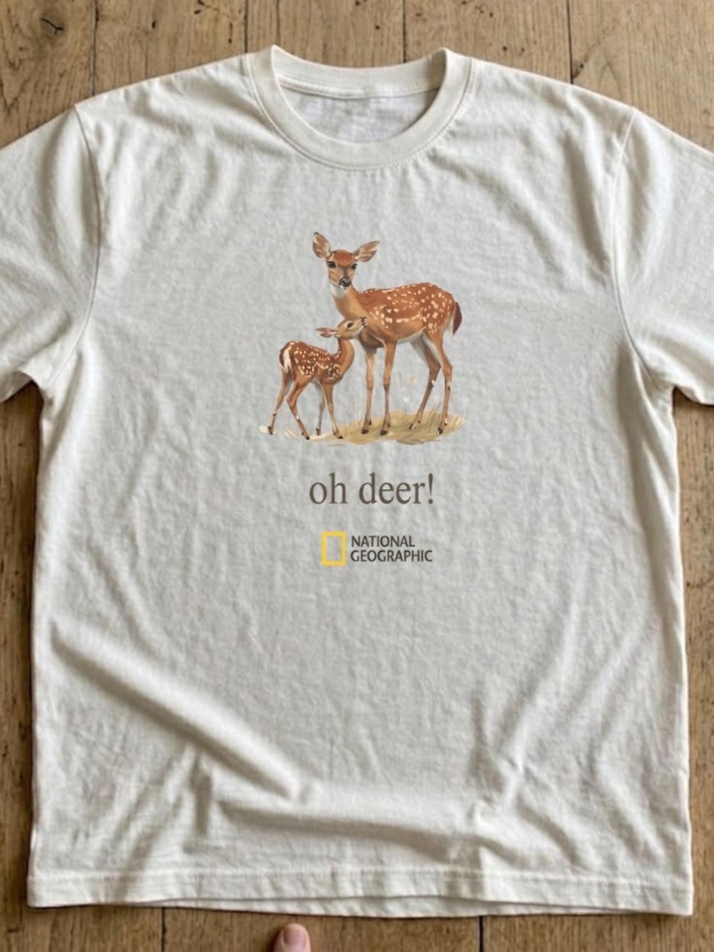 Gildan Cream Tee with Brown Deer Graphic